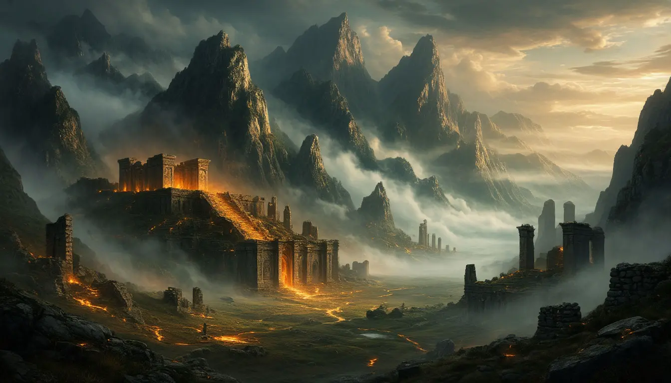 Paysage fantastique brumeux